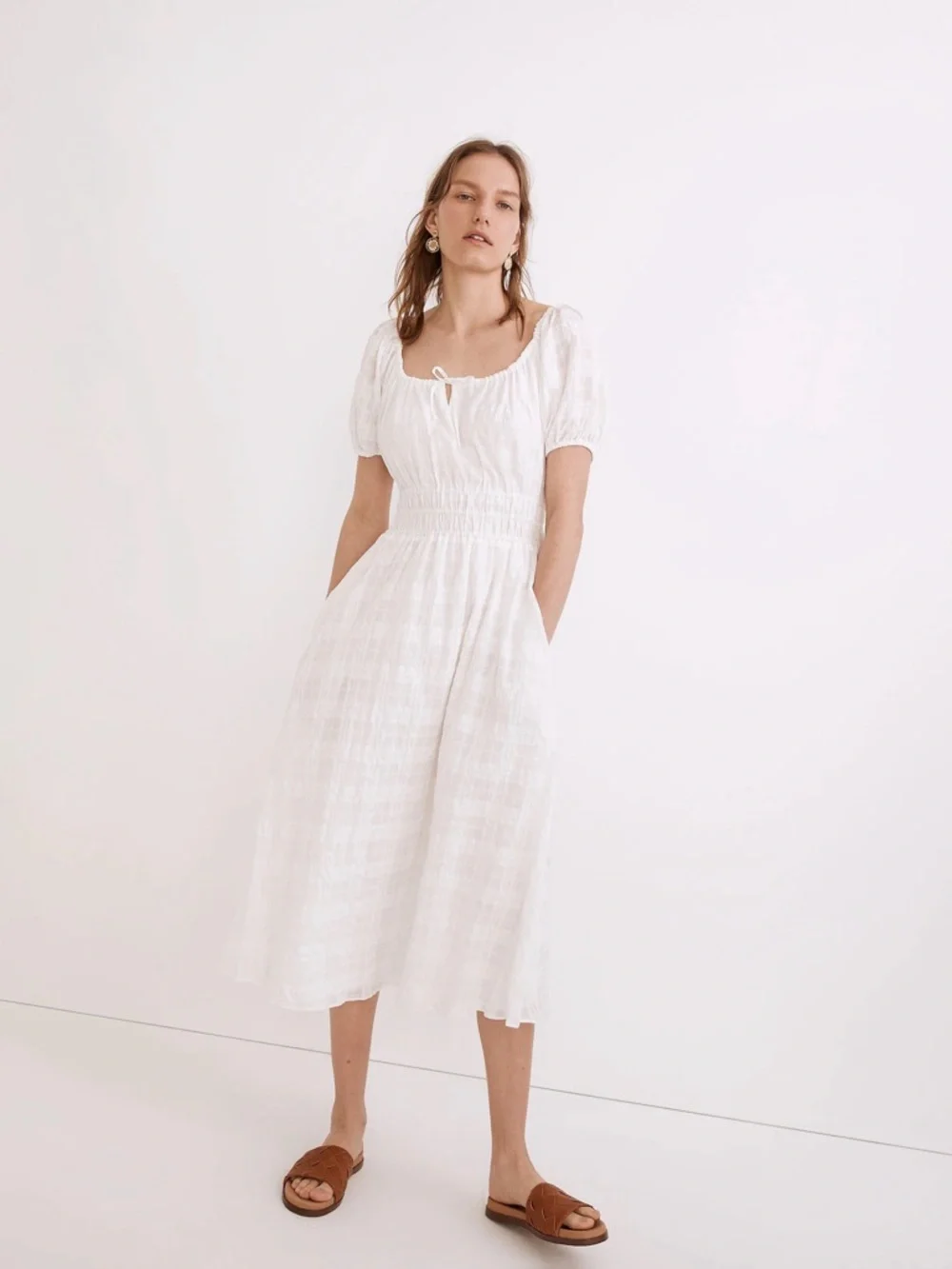 Madewell Sophia Midi Dress in Seersucker Check - Picture 2 of 10